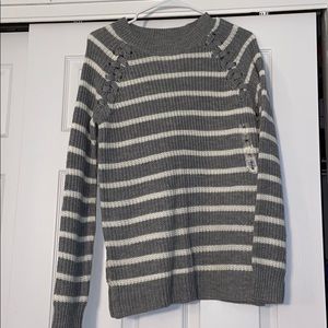 Gray and white stripe sweater